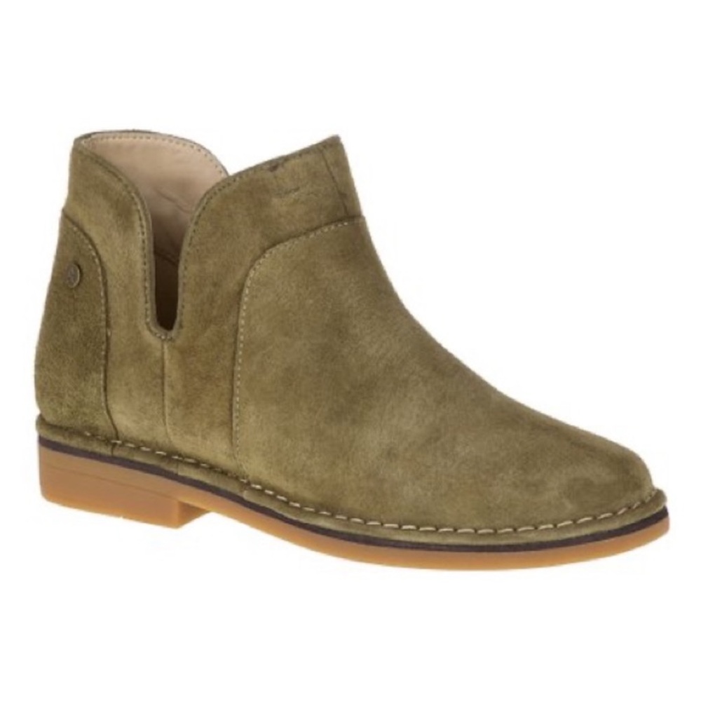 NWT Hush Puppies Booties Suede Claudia Catelyn in Dark Olive (Tan) Size 6.5 Med